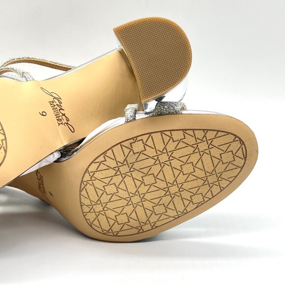 Jewel Badgley Mischka Womens Size 9 Gale Silver Dress Sandals Heels Shoes - Picture 14 of 16